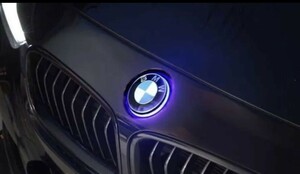 BMW 発光 LEDエンブレムマーカー 82mm LED 青 社外 ボンネットF30.F32G11G12G30G32