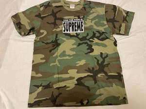 2019SS　Supreme 半袖Tee　「Who the f**ｋ is Tee」Woodland Camo　迷彩柄　Lサイズ　USED　Tシャツ