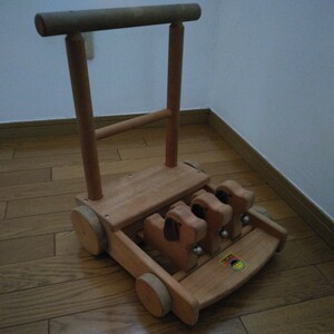 ★昭和 レトロ 木製 カタカタ 手押し車 木のおもちゃ