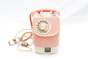 ピンク電話 昭和レトロ 公衆電話 ダイヤル式 日本電信電話 電話 アンティーク レトロ 鍵付 0399