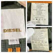 美品/Lサイズ●DIesel ミリタリージャケット M-65 パイピング フード ブレイブマン ロゴプレート ディーゼル メンズ カーキ オレンジ_画像10