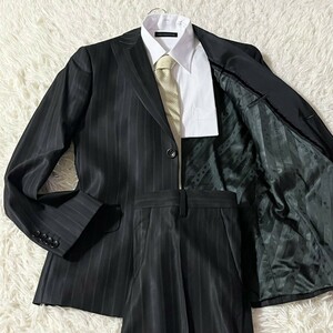  unused class /M size * Dolce & Gabbana DOLCE&GABBANA suit setup top class wool lustre stripe lining total pattern 2B black 46