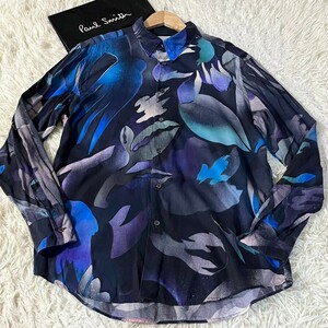 極美品/XLサイズ●ポールスミス Paul Smith 長袖シャツ Hot summer プリントシャツ マルチカラー 花柄 セルロース 現行 ボックスタグ