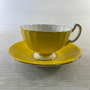 AYNSLEY エインズレイ カップ＆ソーサー 1客 花柄 イエロー 黄色 陶器 ティーカップ コーヒーカップ 中古