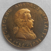 オーストリア アンティーク ブロンズ メダル 黄銅 モーツァルト 誕生175周年_画像1