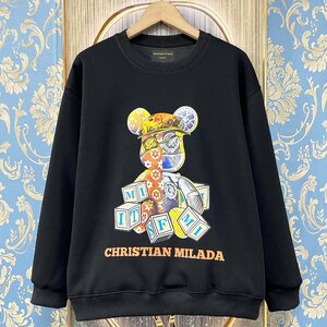 定価4万★christian milada・ミラノ発・トレーナー★コットン100% 快適 通気 吸湿 スウェット 個性 Bearbrick/ベアブリック 普段着 L/48