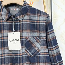 高級EU製＆定価4万◆UABONI*Paris*長袖シャツ*ユアボニ*パリ発◆高品質カシミヤ 薄手 快適 ソフト チェック柄 オシャレ 洗練 通勤 M/46_画像8