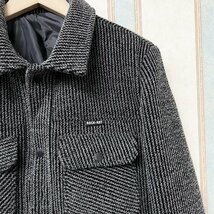 高級 ジャケット 定価8万 FRANKLIN MUSK・アメリカ・ニューヨーク発 上質ミンク/カシミヤ混 暖か ストライプ 総柄 洗練 アウター 紳士 4_画像6