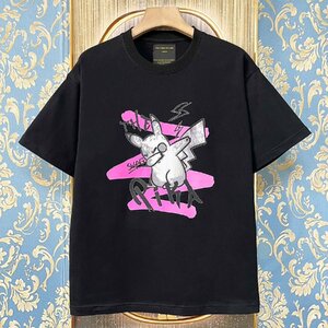 定価2万★christian milada・ミラノ発・半袖Tシャツ★上質 通気吸汗 リラックス キャラクター 可愛い トップス カットソー L/48サイズ