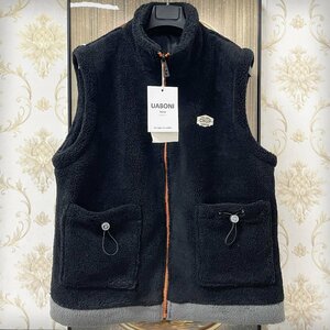 ★★超人気EU製＆定価6万◆UABONI*Paris*ベスト*ユアボニ*パリ発◆豪華ミンク/カシミヤ混 個性 防寒 肉厚 切替 ジャケット フリース 2XL/52