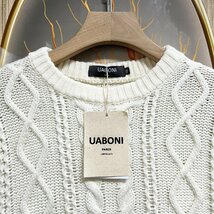 一枚限定EU製＆定価5万◆UABONI*Paris*セーター*ユアボニ*パリ発◆高品質ウール ソフト 保温 伸縮性 ケーブル編み 異素材切替 ニット M/46_画像3