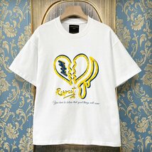 定価2万★christian milada・ミラノ発・半袖Tシャツ★コットン100％ 個性 吸湿速乾 薄手 ハート柄 オシャレ リラックス カジュアル 2XL/52_画像1