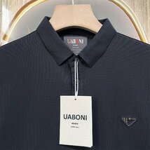 定番EU製＆定価4万◆UABONI*Paris*ポロシャツ*ユアボニ*パリ発◆上質 快適 ソフト POLO 吸汗速乾 無地 通勤 カジュアル XL/50サイズ_画像3