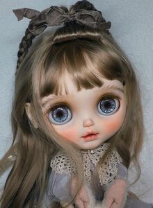 ＊Kei doll＊custom Blythe ＊カスタム ブライス プレザントサプライズ 短時間自立22センチボディ　モヘアウィッグ 耳　付き