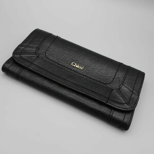 正規品 クロエ Chloe 長財布 Long Wallet フラップ式 Flap 黒 Black 革 レザー Leather 5層 大容量 Authentic Mint