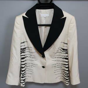  стандартный товар Escada Escada tailored jacket прекрасный товар бисер вышивка Authentic Mint tailored jacket White Black