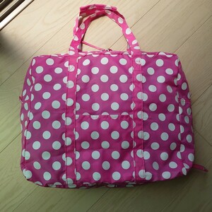 バッグ 鞄 ポケッタブル ボストン ピンク ドット 水玉 折りたたみ コンパクト 折り畳み エコバッグ トラベル 薄手 軽い 軽量