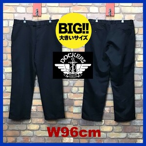 BP3-031★W96センチ位★USA直輸入★海外ビッグサイズ【DOCKERS ドッカーズ】ノータック スラックス【W38 メンズ XL】ブラック USA古着