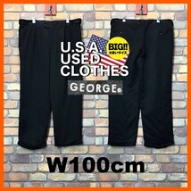 BP3-187★W100センチ位★USA買付商品★BIGサイズ★【GEORGE】2タック スラックス【W38 メンズ XL】ブラック 古着 ゴルフ トラウザーズ_画像1