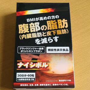 ナイシボ 腹部の脂肪を減らす(内臓脂肪と皮下脂肪)BMIが高めの方の サポート ブラックジンジャー サプリ 機能性表示食品 60粒