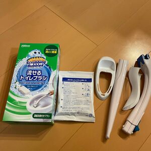 【新品未使用】スクラビングバブル 流せるトイレブラシ 本体＆流せるブラシ4個 フローラルソープ