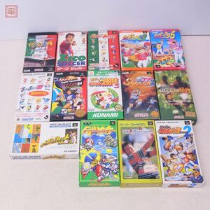 SFC スーファミ ジーコサッカー/実況 パワフルプロ野球3/スーパーファミスタ3/5/スーパーサッカー 等 計14本セット 箱説付 動作未確認【20