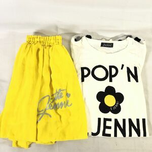 ■【JENNI】ジェニィ/メッシュスリーブ 半袖 Tシャツ/シフォン フレアスカート[150]白/黄《美品》/