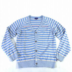 //■【Paul Smith JUNIOR】ポール スミス/ボーダー柄 カーディガン[145〜150]青×ベージュ《美品》/