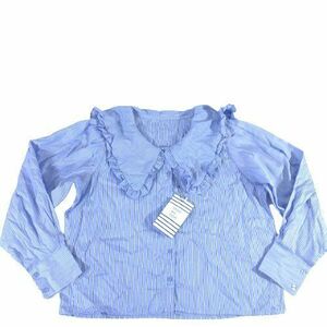 ■ 《Новый》 [Olive des Olive] Olive de Olive/Stripe Big Color Blouse [m -l] Blue