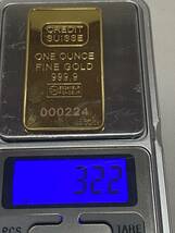 インゴット　/スイスCREDITSUISSE　/記念金貨コイン・金貨バー長方形 GOLD シリアルナンバー入り24kgp Gold Plated 専用ケース付き_画像4
