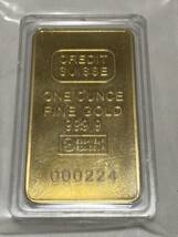 インゴット　/スイスCREDITSUISSE　/記念金貨コイン・金貨バー長方形 GOLD シリアルナンバー入り24kgp Gold Plated 専用ケース付き_画像1