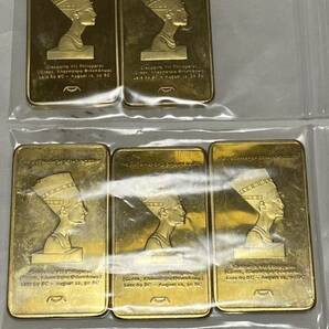 5枚セット/インゴット/エジプトクレオパトラ999/1000GOLD /記念金貨コイン・金貨バー長方形 約32.4g 24kgp Gold Platedの画像1