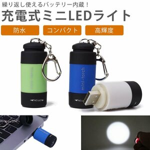  free shipping USB rechargeable minilite waterproof compact high luminance key holder key chain kalabina light weight LED outdoor [ white ] post mailing 