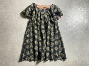 Jocomomola◆春◆立体的な可愛いフラワー刺繍デザイン コットン ワンピース ◆サイズ40◆ホコモモラ