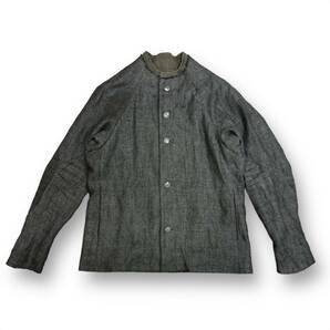 定価82500円 美品 ● DEVOA 23AW Jacket Heavy linen ヘビー リネン ノーカラー カットオフ ジャケット デボア デヴォア チャコール系 3の画像1