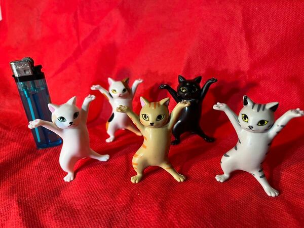 ★ 未使用新品 踊るネコ Dancing Cat フィギュア 5体 約6cm