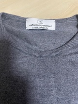 【中古】濃灰 uniform experiment JOHN SMEDLEY COTTON CREWNECK KNIT UE-178090 charcoalgrey ジョンスメドレーMade in ENGLANDイギリス製_画像2