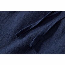 レトロ 手作り 綿麻 藍染 カジュアルパンツ メンズ ゆったり 大きいサイズ リネンパンツ 天然藍 Indigo インディゴ 薄手 XL_画像6