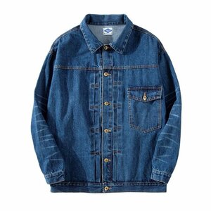 Gジャン デニムジャケット ゆったり メンズ ワークジャケット ヴィンテージ加工 春秋服 ジージャン レトロ XL