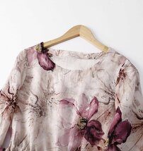 大人 上品 花柄プリント綿麻ワンピース レディース ワンピース 50代 60代 ファッション 薄手 夏のお出かけに XL_画像2