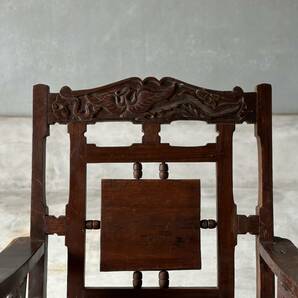 ベトナム アンティーク家具 古家具 椅子 イス ヴィンテージ家具 無垢材 古材 インテリア ディスプレイ ローチェア カフェ 木の椅子の画像3