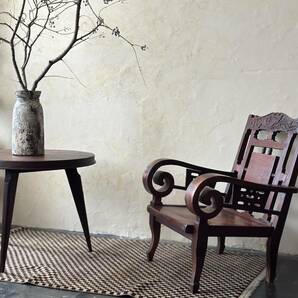 ベトナム アンティーク家具 古家具 椅子 イス ヴィンテージ家具 無垢材 古材 インテリア ディスプレイ ローチェア カフェ 木の椅子の画像2