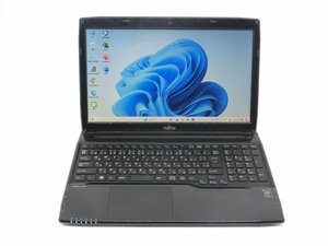 Win11H/カメラ内蔵/中古/15.6型/ノートPC/SSD256/8GB/4世代i3/FMV　AH45/R　 　新品無線マウス　　HDMI/USB3.0　WPS office2搭載