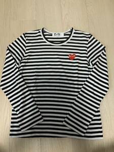 美品良品COMME des GARCONS PLAY ボーダー 長袖Tシャツ クロシロボーダー　コムデギャルソン　サカイ