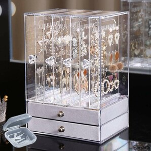 アクセサリーケース 4列引出し 透明 大容量 透明 アクセサリースタンド ジュエリー収納 ケース 宝石箱 ネックレス 指輪 贈り物 プレゼント