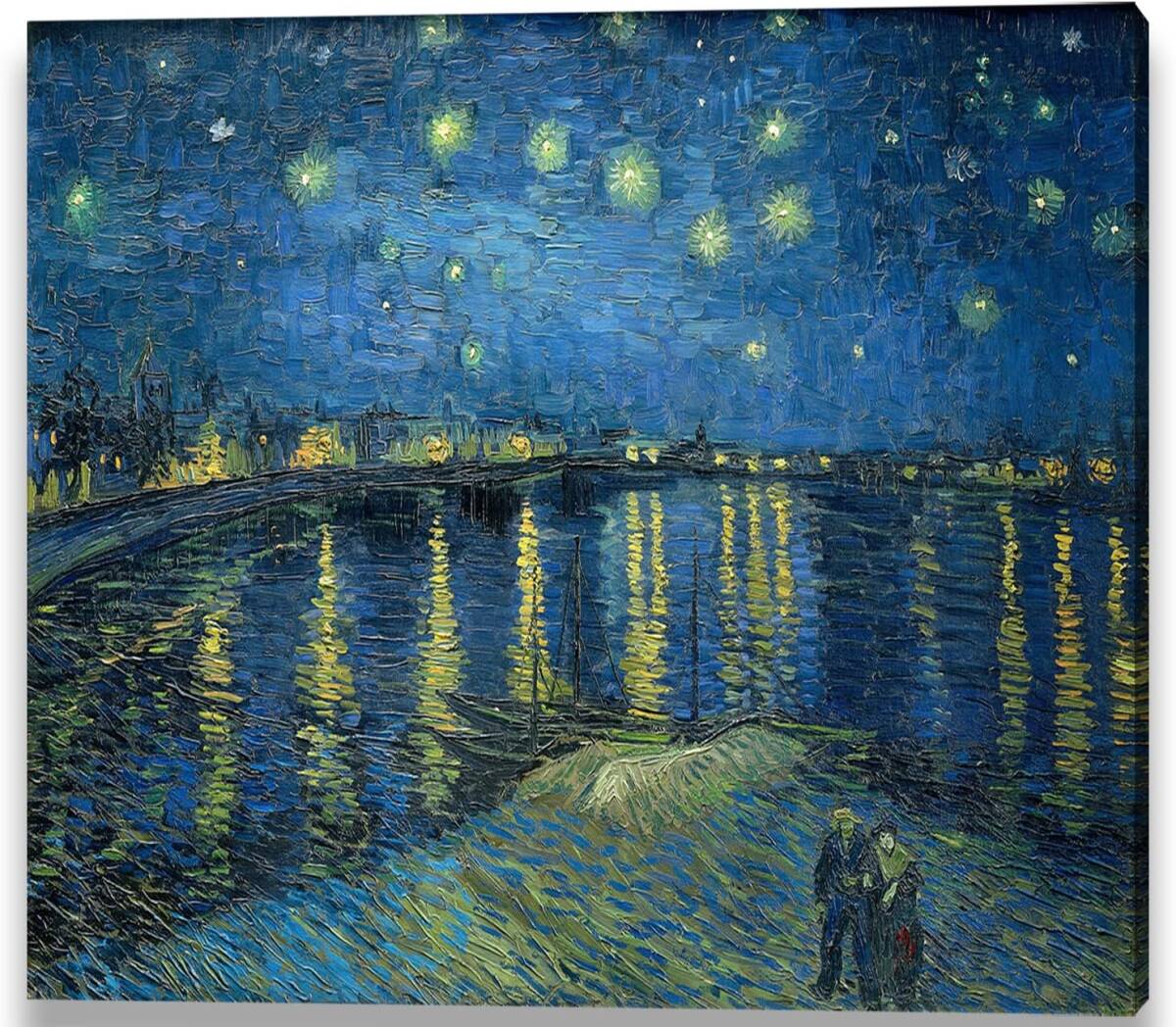 Van Gogh Nuit étoilée sur le Rhône Panneau d'art Peinture à l'huile Reproduction Chef-d'œuvre Cadre en bois MDF Affiche d'art Impressionniste Art moderne Peinture murale à suspendre Peinture décorative 40 x 60 cm Reproduction, Ouvrages d'art, Peinture, autres