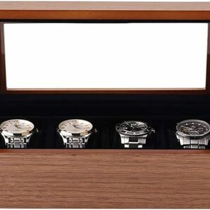 木製腕時計ケース 4本収納 腕時計収納ケース 高級ウォッチボックス 展示 透明窓 腕時計 ケース コレクション ウォッチ 収納の画像2