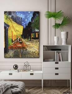 Art hand Auction Art Panel Painting Van Gogh Cafe Terrace at Night Interior Impressionist Oil Painting Wall Decoration Wall Hanging Poster Wall Painting Background Painting with Wooden Frame 40 x 60 cm Reproduction, Artwork, Painting, others