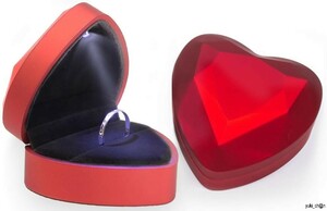  ring case LED ring case hard red ring case jewelry storage Propo -z memory day present Heart shape Heart ring case . approximately 