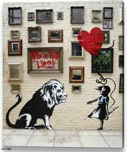 アートパネル バンクシー 落書き スタイル 赤い風船とライオンの女の子 インテリア アート モダンアート 壁飾り おしゃれ フレーム 40x60cm_画像1